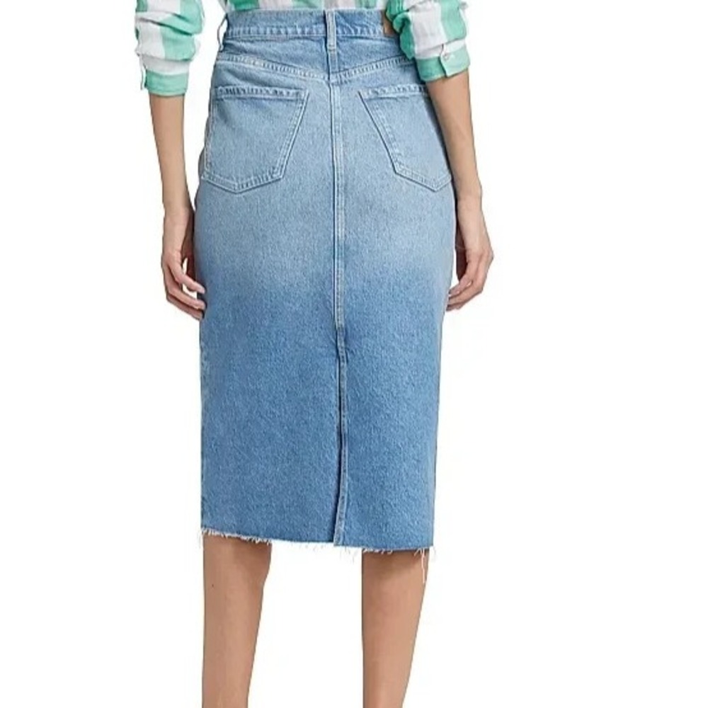 NEW $188 RAILS HIGHLAND MIDI DENIM SKIRT BAJA BLUE RAW HEM Size 27